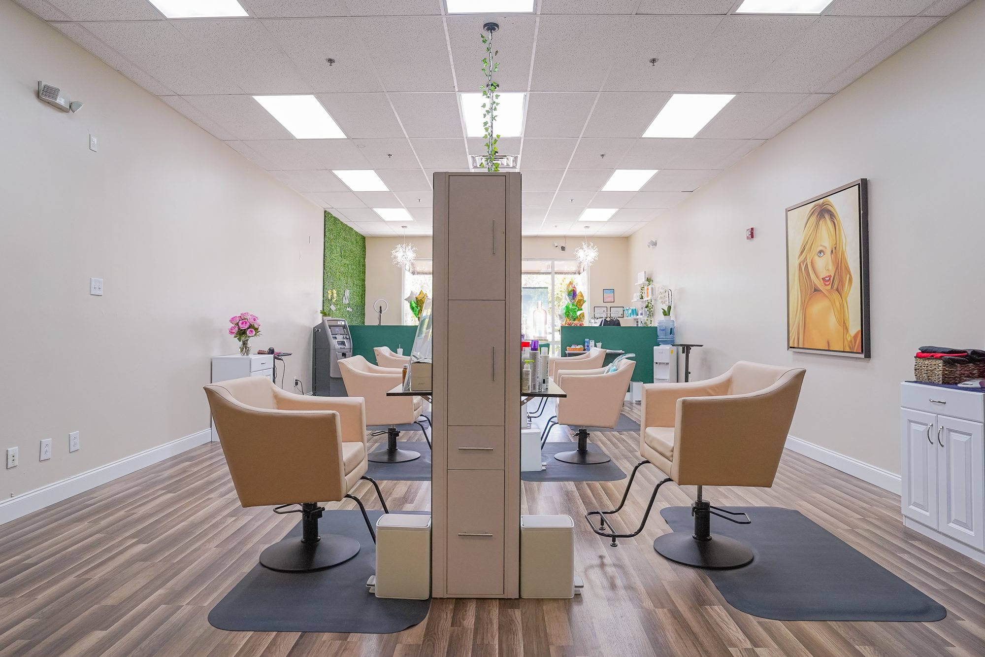 Bright salon floor with styling chairs